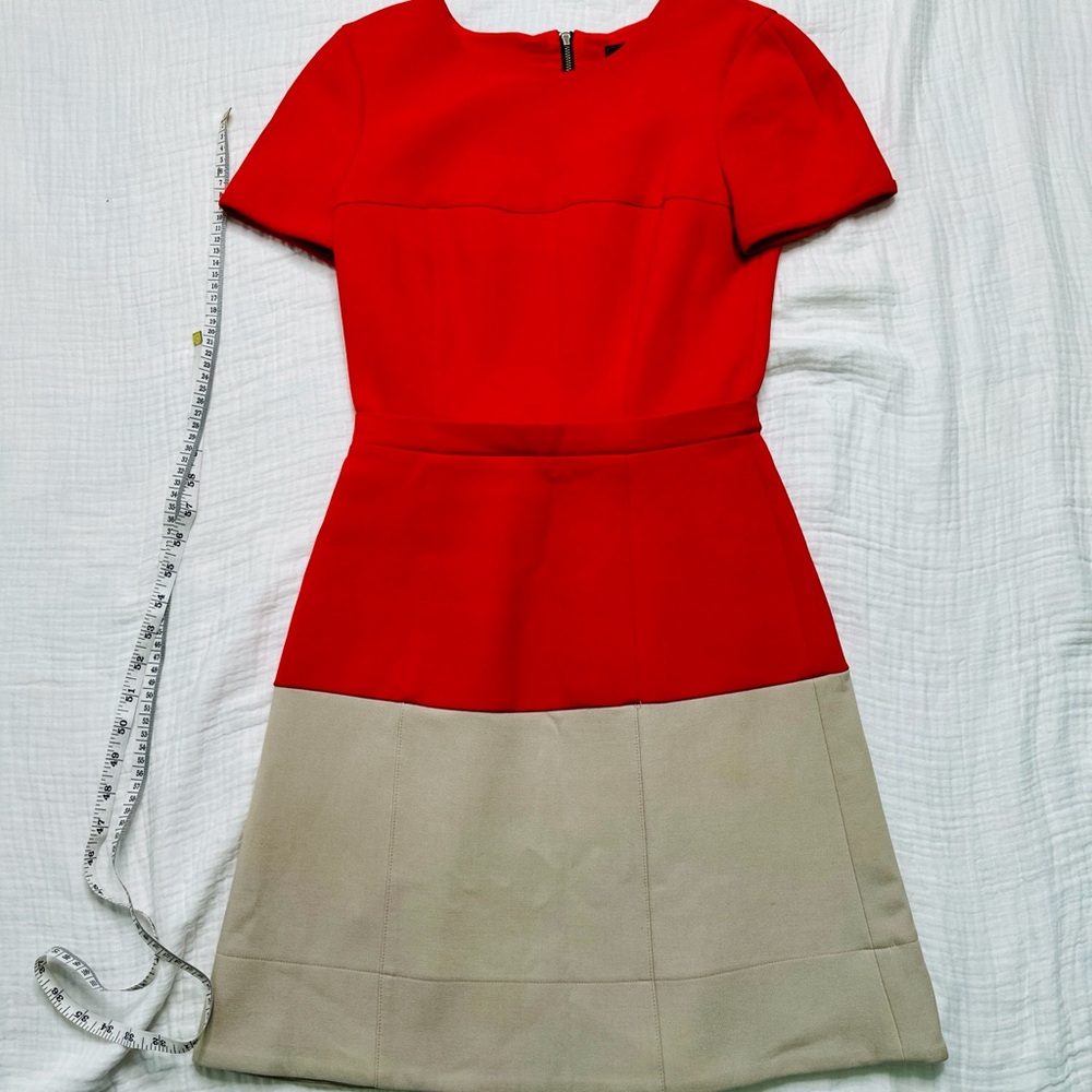 Chic Red and Tan Mini Dress